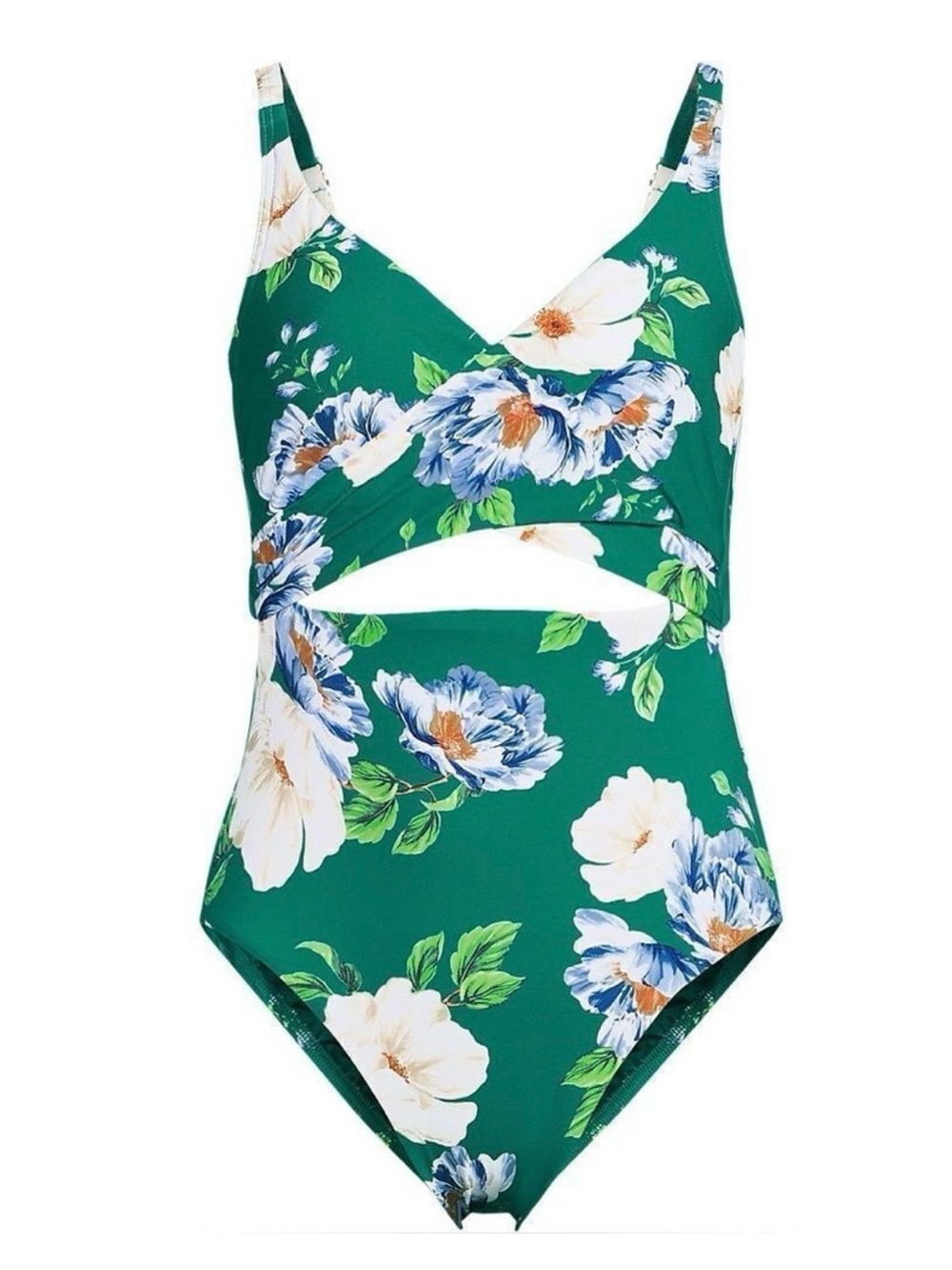 NEW Lands' End Island Emerald Petunia Floral Monokini One Piece Swimsuit Sz 16 - Picture 3 of 12